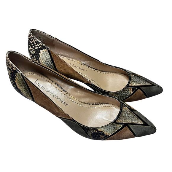 JEAN-MICHEL CAZABAT Pointy Toe Womens EU 39 US 8 Suede Patchwork Kitten Heels - Picture 1 of 6